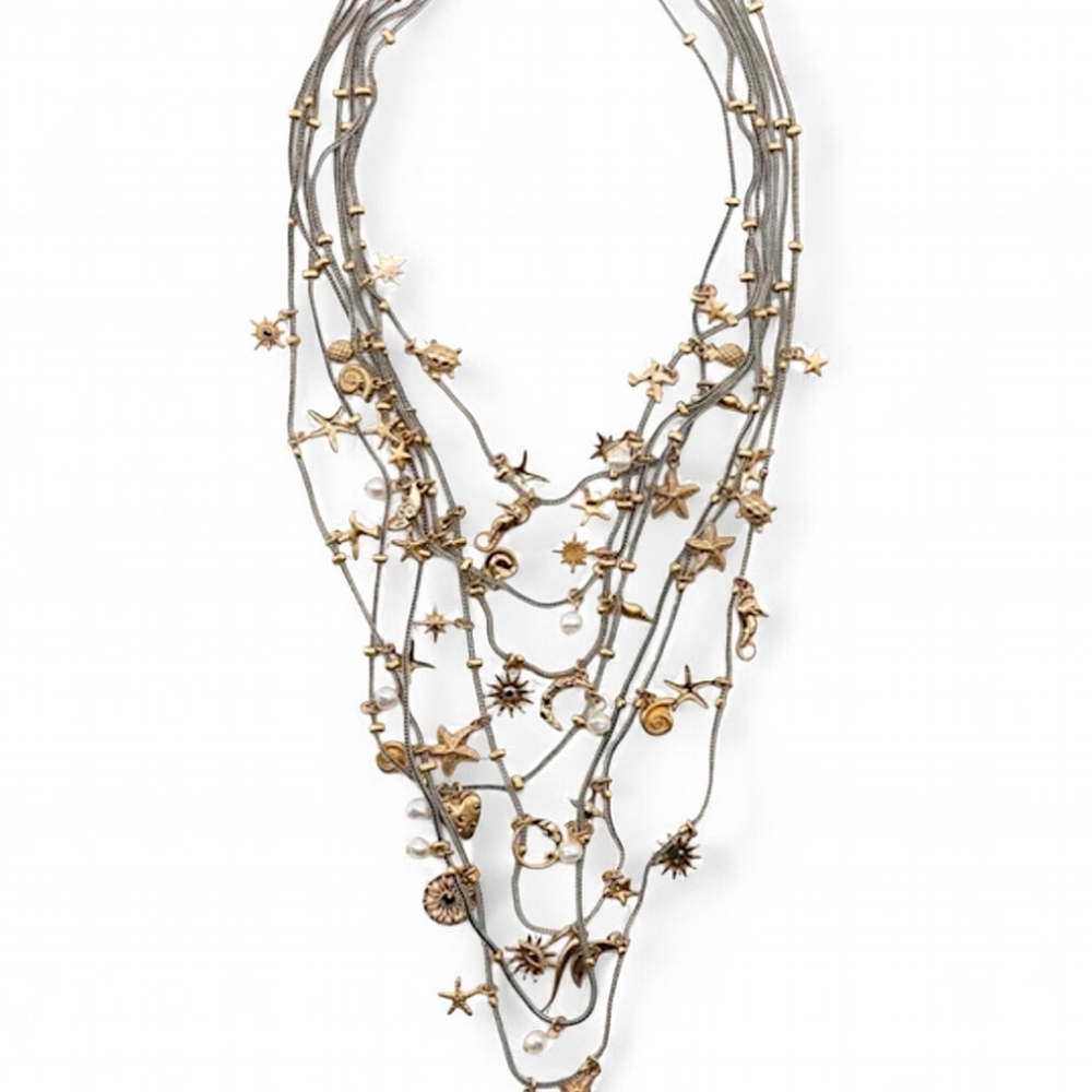 ZARA Marine Multi-Charm Metal Necklace